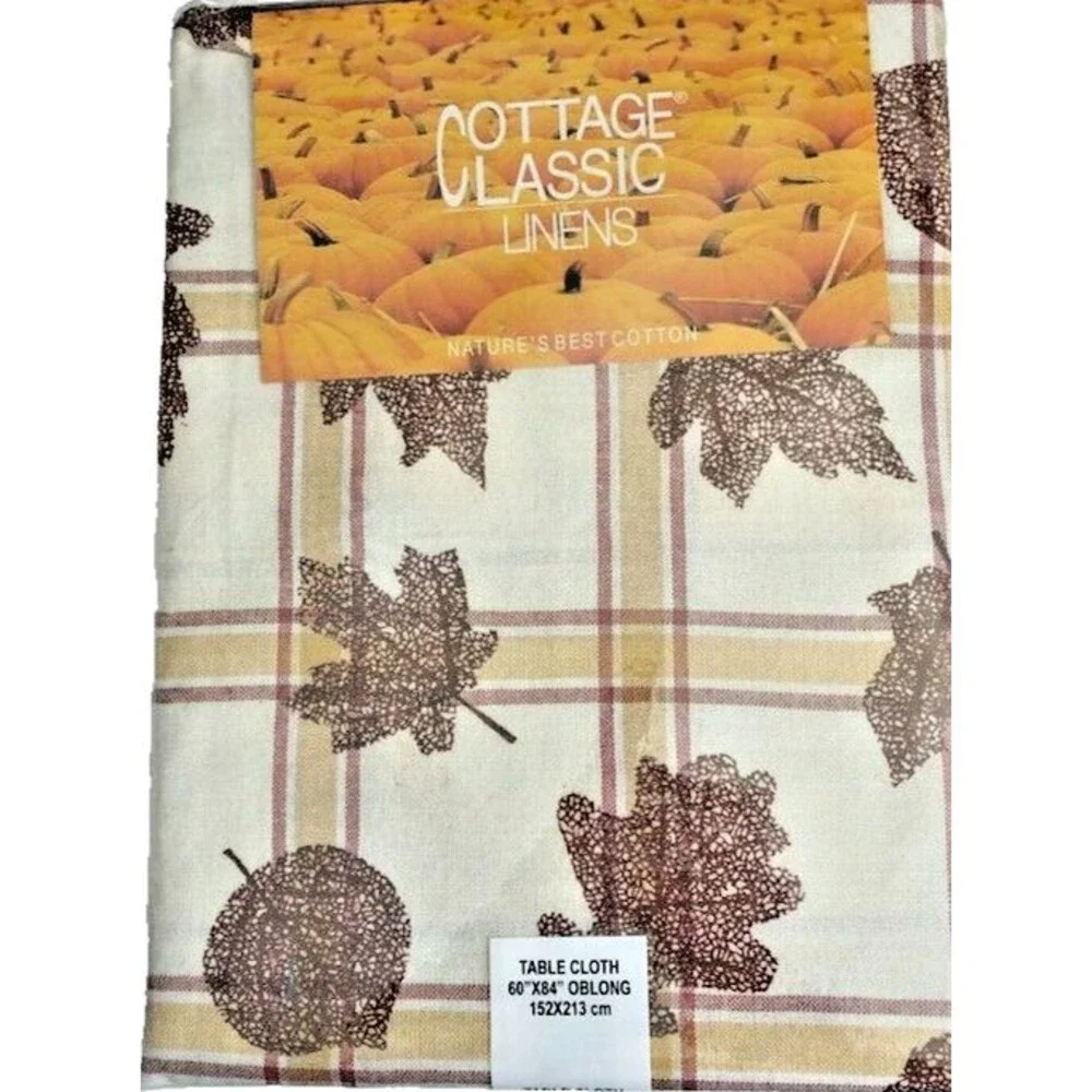 Thanksgiving Tablecloth Leaves Fabric Cloth Fall Harvest Autumn 60x84